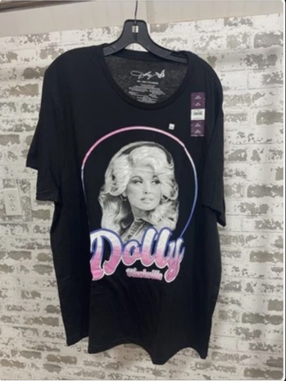 Dolly Nashville Graphic Tee - Black with Pink & Blue Accents